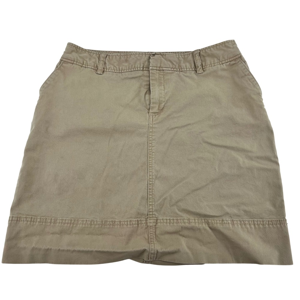 Merona Womens Khaki Tan Cotton Stretch Mini Skirt Size 8 Y2K Utility Chino 5013